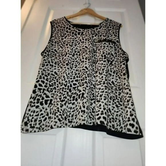 Calvin Klein Animal Print Sleeveless Plus Size Blouse 24w - Picture 5 of 8